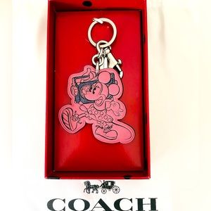 NIB Coach x Disney Minnie Mouse Charm Keychain with Box